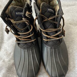 Sperry Black Lace Up Boots